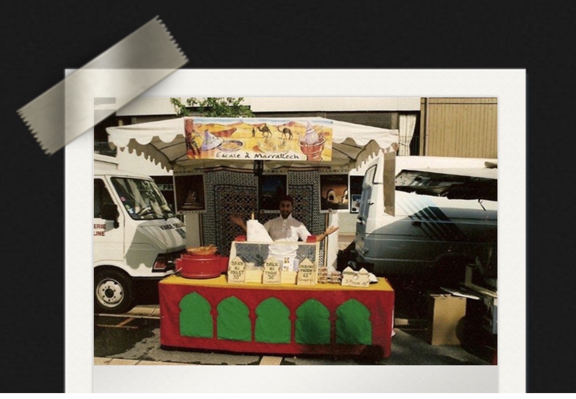 Le premier stand Escale à Marrakech sur un marché du Pays de Gex en 1996