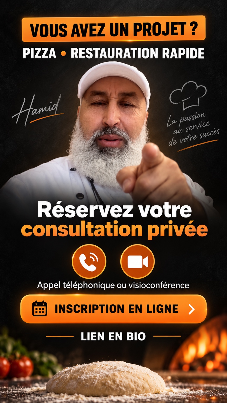 Hamid, expert pizza, présente ses consultations privées pour les projets de pizza et de restauration rapide